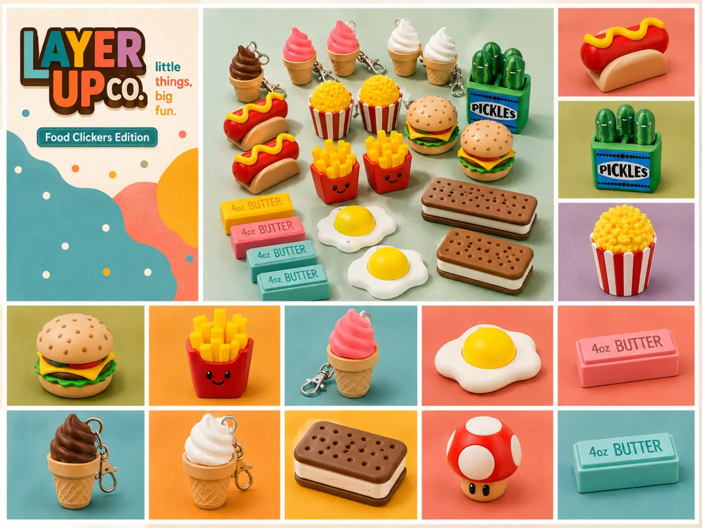 Playful 3D-printed food clickers