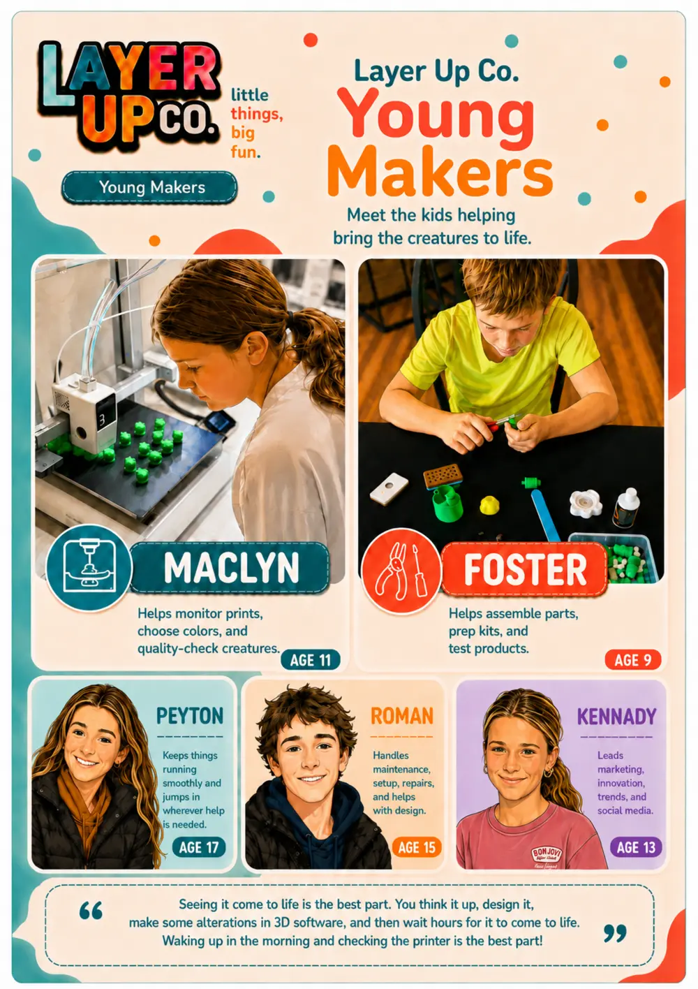Young Makers: Maclyn, Foster, Peyton, Roman, and Kennady